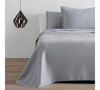 Colcha/Cubrecama de algodón reciclado Lines color Perla para cama de 105 cm. Incluye dos fundas de cojín