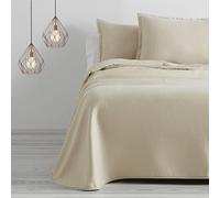 Colcha/Cubrecama de algodón reciclado Rice color Lino para cama de 180 cm. Incluye dos fundas de cojín