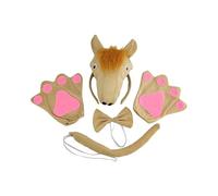 Colcolo 1 Costume da Cavallo con Orecchie, Cerchietto, Coda, Fiocco E Accessori in Tessuto, Facile da Usare, Adatto per Spettacoli Teatrali, Foto E Carnevali, con Le Zampe