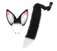 Colcolo 2 Pezzi Coda di Gatto Nero Pelliccia Sintetica, Confortevole, Kit Travestimento, per Feste in Maschera, Cosplayer