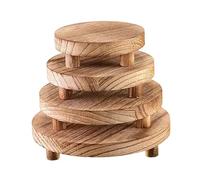 Colcolo 4 Piedistalli in Legno per Piante, Rotondi, Decorativi, Multifunzionali, Vassoio Da Toeletta per Statuette, Profumi, Candele, Vasi di Fiori, Casa, Marrone Chiaro