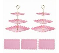 Colcolo 5 Pezzi Alzata per Dolci Vassoio Torta , Rosa , Ondulato Asta Dorata A Forma Di Fiore Set Da Cinque Pezzi - Rosa