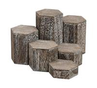 Colcolo 6 Supporti Esagonali in Legno per Superfici di Presentazione, Blocchi Esagonali per Presentazioni di Matrimoni, Feste di Profumi E Cupcake, Grigio