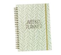 Colcolo Agenda settimanale da 71 fogli, organizer personale in metallo a doppia spirale, planner accademico, organizer per la produttività per la casa e la, Foglie Verdi