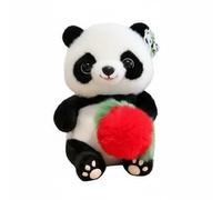 Colcolo Bambola di Peluche Panda con Cappello Lavorato a Maglia Sciarpa E Frutta Pelosa Perfetta per Bambini Compagnia Giochi Regali Adatta per Cameretta Camera Bambini Regalo, Pace+Gioia