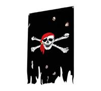 Colcolo Bandiera pirata verticale sfilacciata, decorazione di Halloween, stendardo con del teschio, bandiera con teschio per porta, Style a