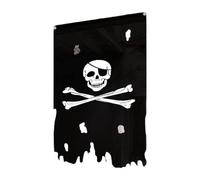 Colcolo Bandiera pirata verticale sfilacciata, decorazione di Halloween, stendardo con del teschio, bandiera con teschio per porta, Style C