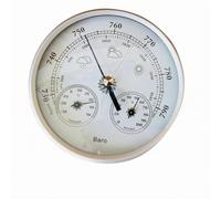 Colcolo Barometro Analogico da Parete Strumento Meteo 3 Quadranti Igrometro Termometro con Display Chiaro Simboli Meteo Letture Immediate Telaio in Metallo, Bianco
