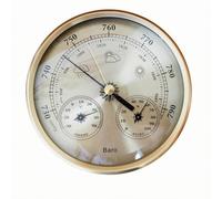 Colcolo Barometro Analogico da Parete Strumento Meteo 3 Quadranti Igrometro Termometro con Display Chiaro Simboli Meteo Letture Immediate Telaio in Metallo, Oro