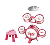 Colcolo Batteria Musicale per Bambini Set Tamburi Percussioni Kit Strumento Giocattolo con Piatti E Sgabello Favorisce E Creatività Costruzione Solida con , Rabbit