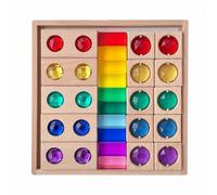 Colcolo Blocchi Acrilici per Bambini Set di Gemme Cubi Creativi Mattoncini Trasparenti con Vassoio in Legno per Giochi di Ordinamento Costruzioni Semplici Attenzione Prolungata Adatti a Casa Classe