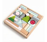 Colcolo Blocchi da Costruzione Bambini Set Educativo Legno Mattoncini Forme Geometriche Puzzle Impilabile Materiale Faggio Verniciato a Base d'Acqua con