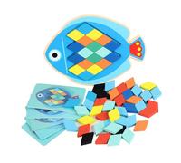 Colcolo Blocchi di legno con motivi geometrici, attività di apprendimento, puzzle di forme, creatività, giocattolo educativo robusto per stimolare la mente, Pescare