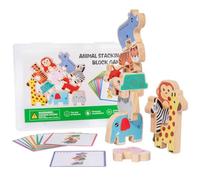Colcolo Blocchi Impilabili per Bambini Set Animali in Legno Gioco di Impilamento Equilibrio Puzzle con Carte E Scatola Trasparente Adatto a Bambini 3-6 Anni Cameretta Attività
