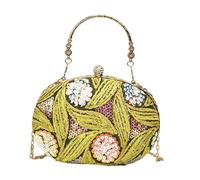 Colcolo Borsetta per le donne cinese in stile tamburo spalla banchetto leggero, Giallo