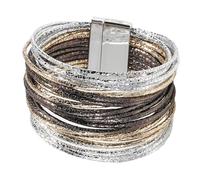 Colcolo Bracciale da Donna, Bracciale Avvolgente, Regalo, Outfit Premium, Accessori, alla Moda, Versatile, Resistente, Elegante, Multistrato, Oro Argento Grigio