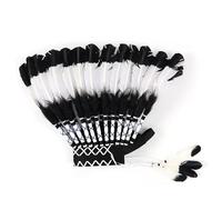 Colcolo Cappello Indiano Americano, Copricapo Indiano per Feste a Tema Cosplay, spettacoli di Danza, Bianco Nero
