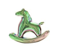 Colcolo Cavallo a Dondolo in Ceramica, Un Pezzo Scultoreo Ed Elegante, Ideale per Decorare Mensole O Come Soprammobile Da Collezione, Verde