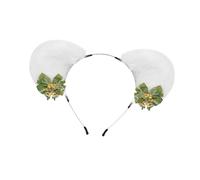 Colcolo Cerchietto per capelli con orecchie di animali natalizi Cerchietto per capelli carino per compleanno Ruoli Gioco Spettacolo, Bianco