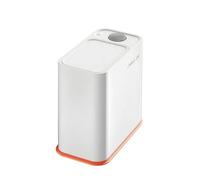 Colcolo Cestino Bagno Cestino Spazzatura Pattumiera Bidone con Coperchio a Pressione Compatto per Spazi Stretti Capacità Oltre 12 L Metallo Adatto per Bagno Cucina Soggiorno Studio, Bianco Arancio