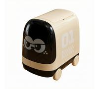 Colcolo Cestino Dei Rifiuti a Forma di Veicolo Semplice da Pulire Cestino con Ruote e Grafica da per Bagno, Ufficio, Beige
