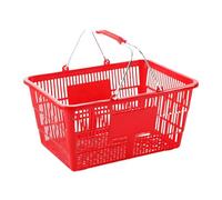 Colcolo Cestino Spesa con Manico Cesta Organizzatore Supermercato Contenitore Portaoggetti Porta Alimenti Materiale PE Ferro Adatto a Spesa Bagno, Rosso