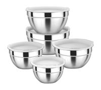 Colcolo Ciotole in Acciaio Inox con Coperchio, Pratiche E Multiuso, qualità da Ristorante, Metallo, Insalata, Cottura al Forno, 5 Pezzi