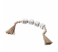 Colcolo Collana di Perle di Legno Decorativa con Nappe Rustiche Perle Lisce Cordoncino E Blocchi di Lettere Perfetta per Tavolo Mensole Scaffali Zona Giorno, Stile Fattoria, Casa
