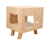 Colcolo Cuccia in Legno per Gatti, Condominio Interattivo con Riparo per I Piedi, Grotta Interna, Giocattolo per Animali Domestici, Balcone, Arredamento per L