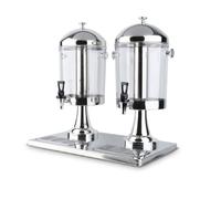 Colcolo Dispenser di Succo Distributore di Bevande Contenitore per Bibite Erogatore con Supporto Pedestal E Vassoi Salvagoccia per Area Ordinata Adatto a Buffet Banconi Eventi, Silver, B Double 16L