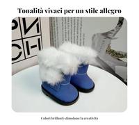 Colcolo Doll Booties Mini Stivaletti Bambola Scarpe da Collezione Accessori con Imbottitura Soffice E Suola Robusta Idonei a Esposizioni Giochi Tematici Scatti Scenografici d'Inverno , Bianco , 7CM