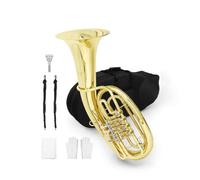 Colcolo Euphonium in Ottone Set Strumenti a Fiato Valvole Suono Risonante Campana Svasata Bocchino Set Completo con Custodia Adatto per Bandistici Prove Settimanali Piccoli Teatri