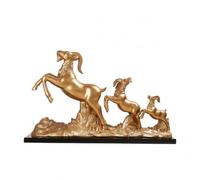 Colcolo Figura di Decorativa in Resina con Tre Cervi Eleganti E Base Rettangolare Nera per Consolle Mensola E Ingresso