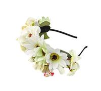 Colcolo Floral Girl Floral Headband Flower Garnd Wedding Hair - Beige