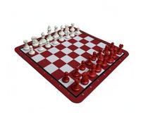 Colcolo Gioco Degli Scacchi Scacchiera Set da Tavolo con Pedine Materiale Gomma Tappetino Arrotolabile Portatile E Educativo Adatto a Famiglie Bambini Feste Scuola Viaggi, Rosso+Bianco