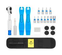 Colcolo Kit di Attrezzi per La Riparazione della Bicicletta, Cricchetto Reversibile, Toppe per La Manutenzione degli Pneumatici, Kit