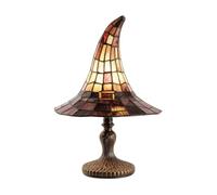 Colcolo Lampada da Notte Decorativa Lampada da Tavolo Lampada da Scrivania Luce d'Atmosfera con Lavorazione Artistica Stile Vetro Colorato Base Decorativa, Grande, style to 1