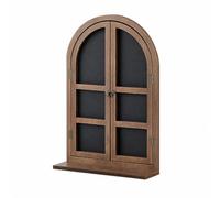 Colcolo Lavagna a Forma di Finestra con Cornice in Legno Decorazione Murale con Mensola e Pannelli Laterali Resistente Ai Graffi per, Negozio, Finestra Finta
