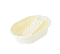 Colcolo Lavandino con Asse Da Bucato, Lavabo Leggero per Vestiti per Bambini con Asse Da Bucato Integrata per Calzini, Camera Da Letto, Lavanderia, Lavaggio a, Beige Ovale