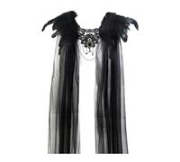 Colcolo Mantello di Halloween da Donna con Collo piumato, Traspirante, Elegante, in Rete Trasparente