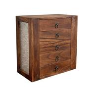 Colcolo Mini Cassettiera in Legno Robusto Antico, Retrò, comodino con Cinque Cassetti, per Toeletta