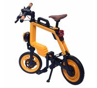 Colcolo Miniatura Bicicletta Modello Bicicletta Pieghevole Scultura Ciclo Collezione con Supporto da Tavolo in PVC E Dettagli di Ruote E Pedali Adatta a Mensole Scrivania Diorama, Arancione