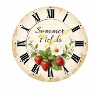 Colcolo Orologio da Parete con Illustrazione Floreale e Fragole Monofacciale Accessorio D'arredo Preciso Segnatempo per, 30CM