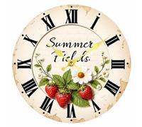 Colcolo Orologio da Parete con Illustrazione Floreale e Fragole Monofacciale Accessorio D'arredo Preciso Segnatempo per, 25CM