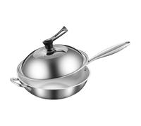 Colcolo Padella Acciaio Inox con Coperchio, Facile Da Usare, Professionale, Multiuso, Manico Ergonomico, Pratico Utensile Da Cucina per Soffriggere, 34cm
