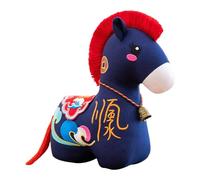 Colcolo Peluche a Forma di Cavallo per Il Capodanno Cinese 2026, Giocattolo, Souvenir, Mascotte, Zodiaco per la casa, Rosso Blu Profondo 15cm