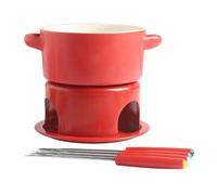 Colcolo Pentola per Fonduta, Candela per Sciogliere Il Tè con Doppi Bruciatori, Scaldavivande, Scioglitore di con Forchette, Rosso