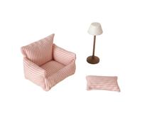 Colcolo Poltroncina per Ambienti Domestici in Miniatura con Rivestimento Rigato E Braccioli Imbottiti con Struttura Leggera per Scene di Vita Quotidiana in, Strisce Rosa