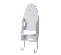 Colcolo Portaferro da Parete Porta Asse da Stiro Supporto Organizer Gancio Integrato Ripiano Inferiore Fissaggio a Parete Pratico per Utensili Stiratura, White Iron Holder