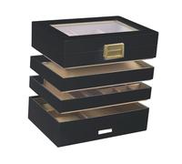 Colcolo Portagioie da Tavolo, cassettiera, Contenitore Multifunzione per Gioielli a 4 Strati con Scomparti per ciondoli e Braccialetti, Nero